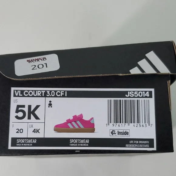 Adidas Kids VL Court 3.0 CF I Toddler Sneakers Pink Teal Size 5K NIB - Picture 5 of 10